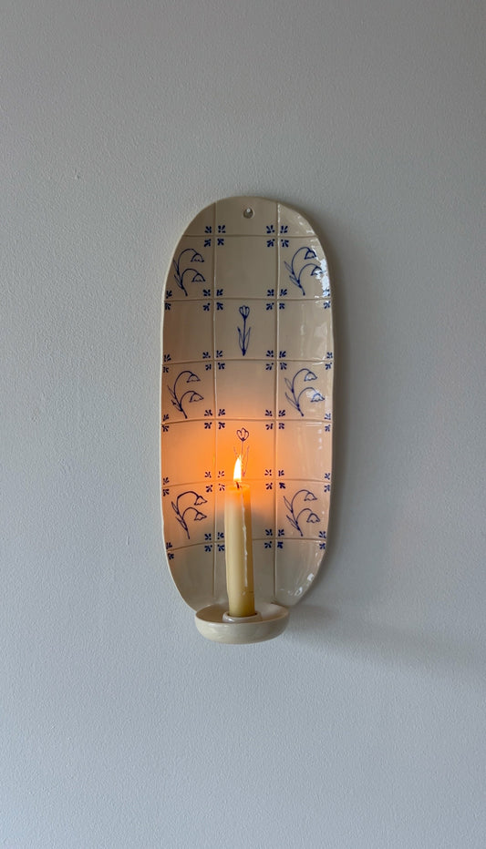 SECOND - Delft Candle Sconce (slimmer candle cradle)