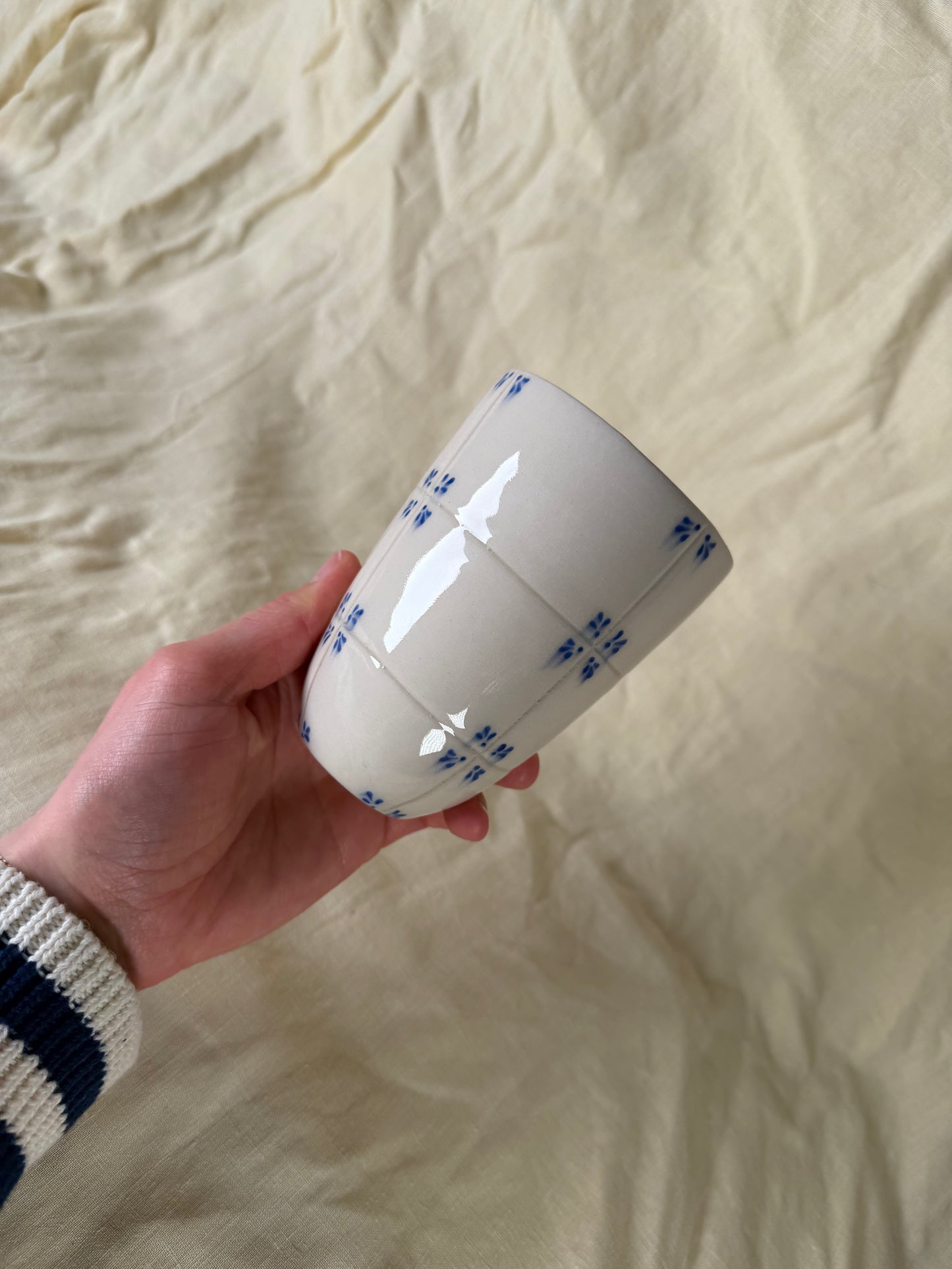SECOND - Chunky Tile 'Delft' On the Go Cup Turned Rim