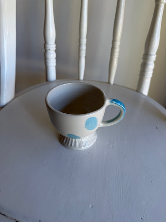Blue and Cream Dot Teacup