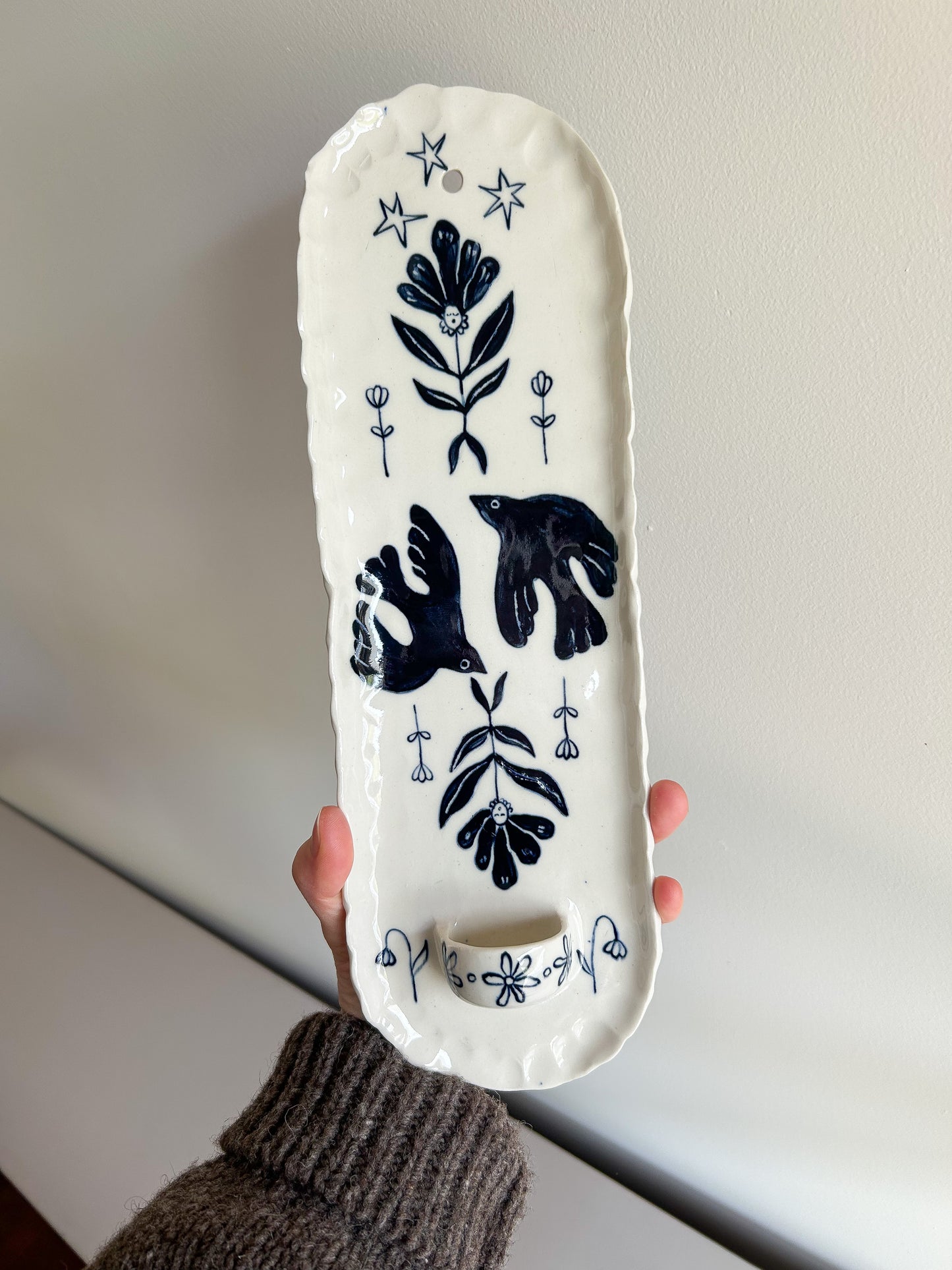 Blue Bird Candle Sconce