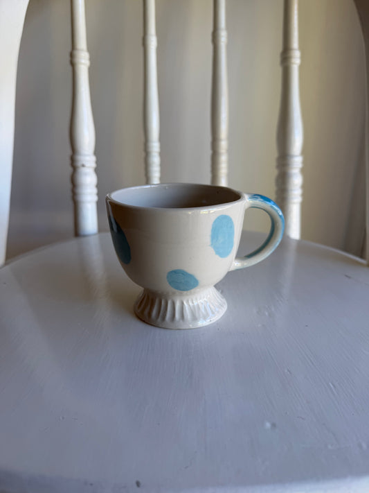 Blue and Cream Dot Teacup