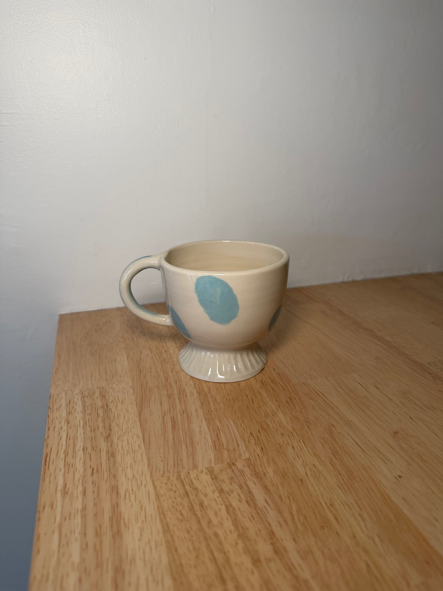 Blue and Cream Dot Teacup