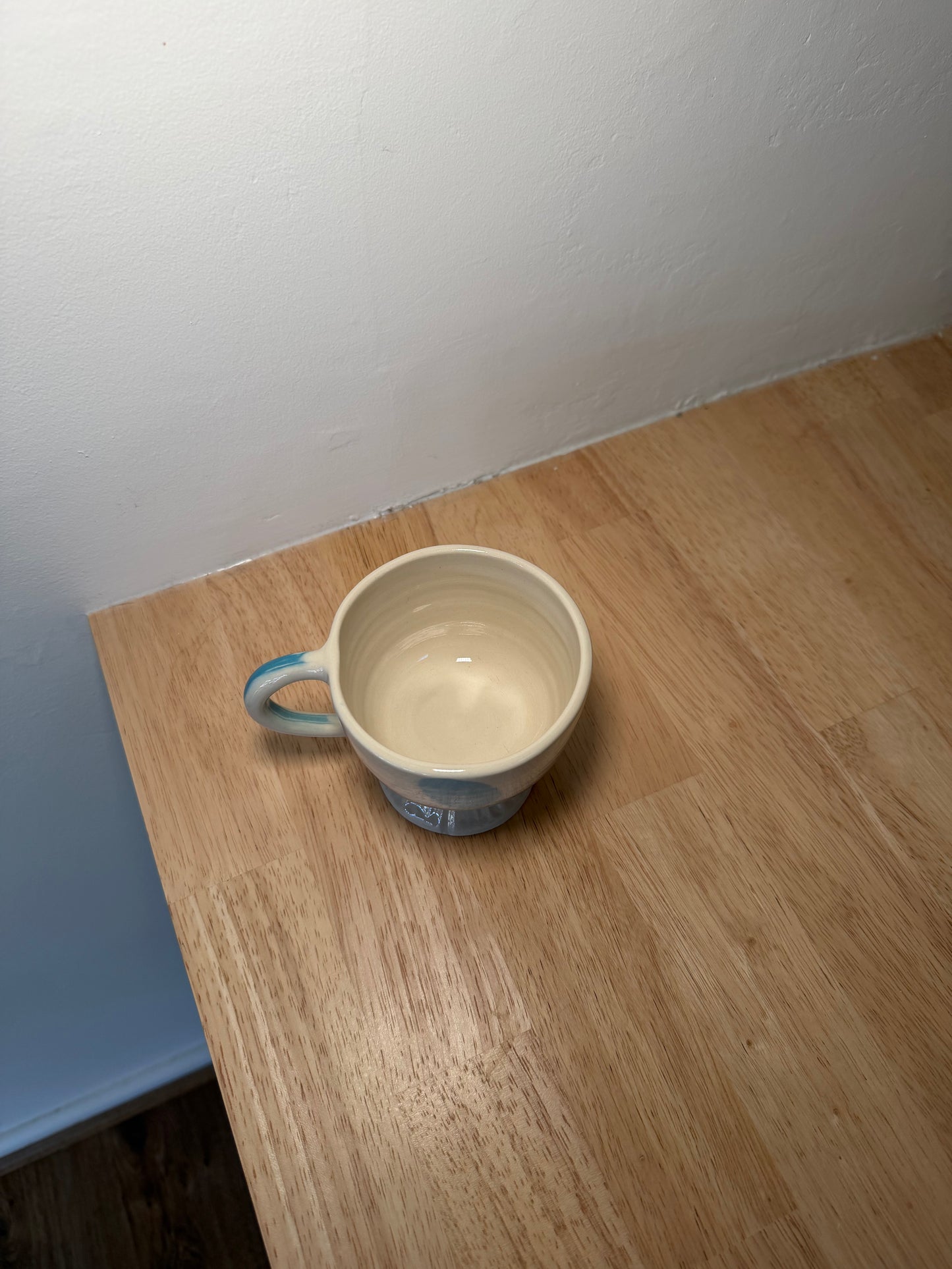 Blue and Cream Dot Teacup