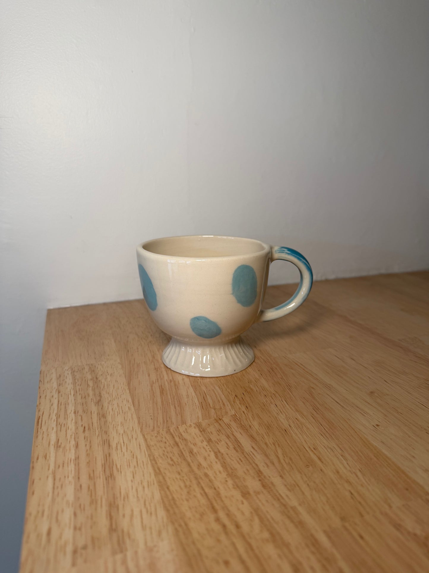 Blue and Cream Dot Teacup