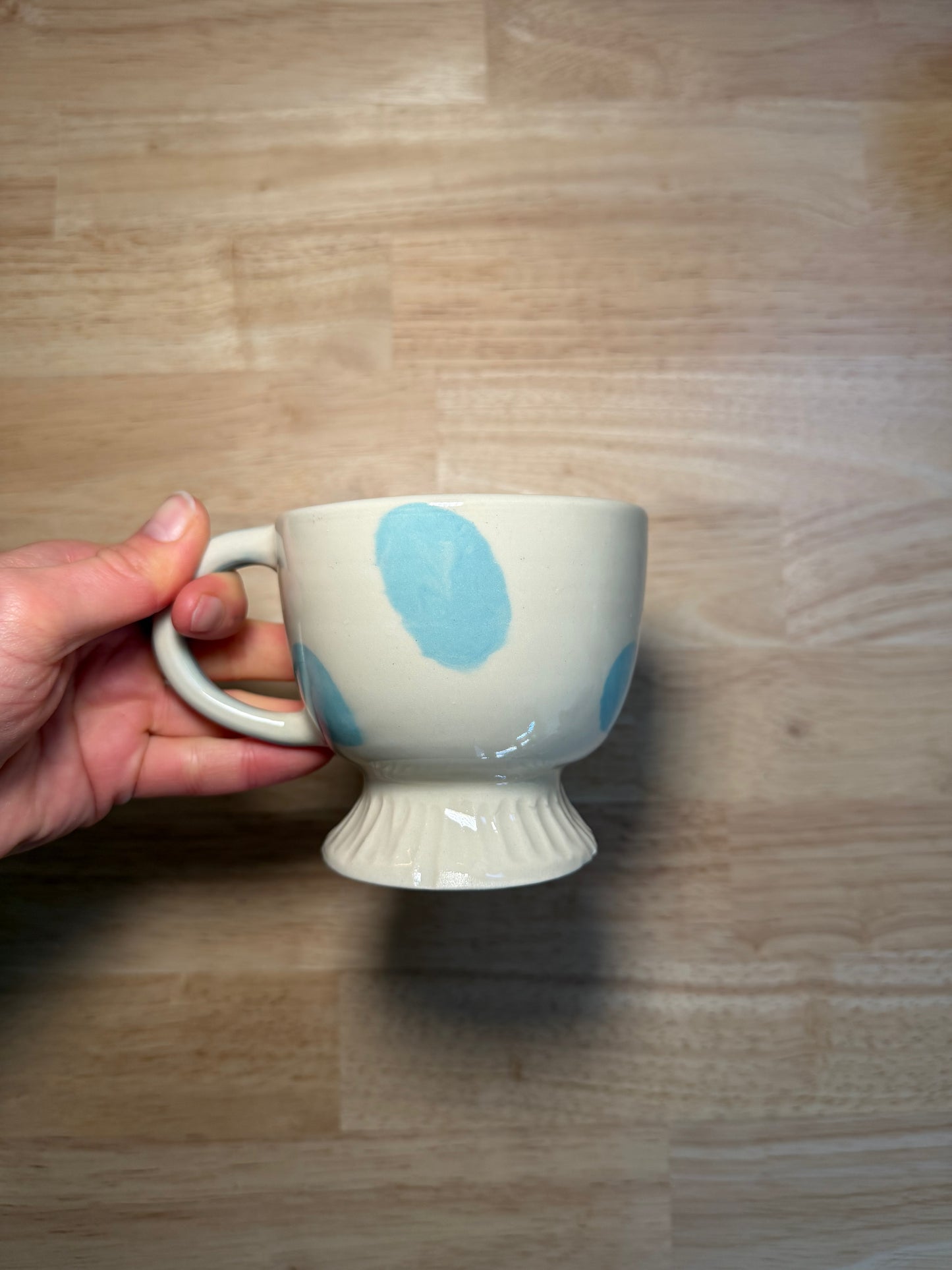 Blue and Cream Dot Teacup