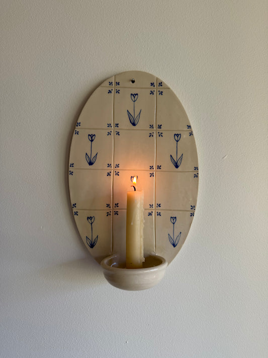 Delft Candle Oval Sconce