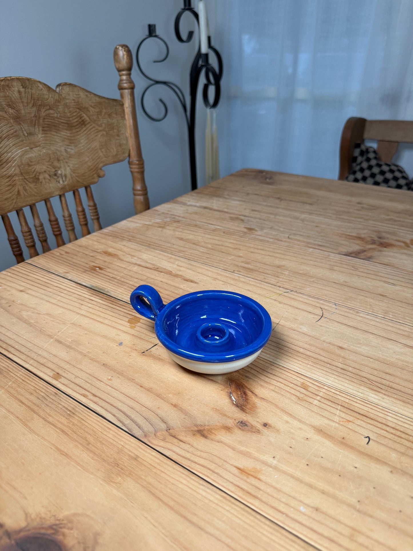 Blue and Cream Candle Holder