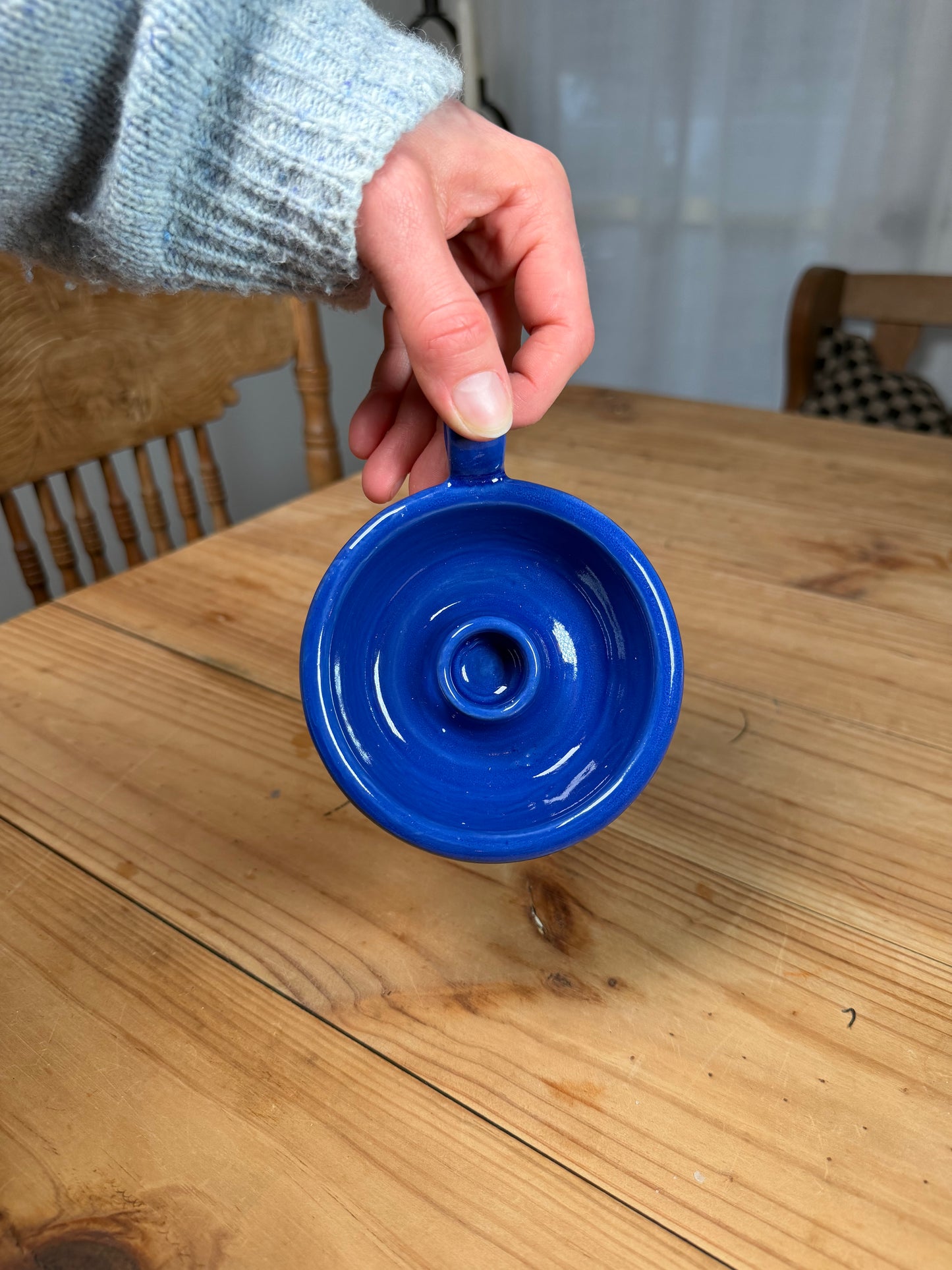 Blue and Cream Candle Holder