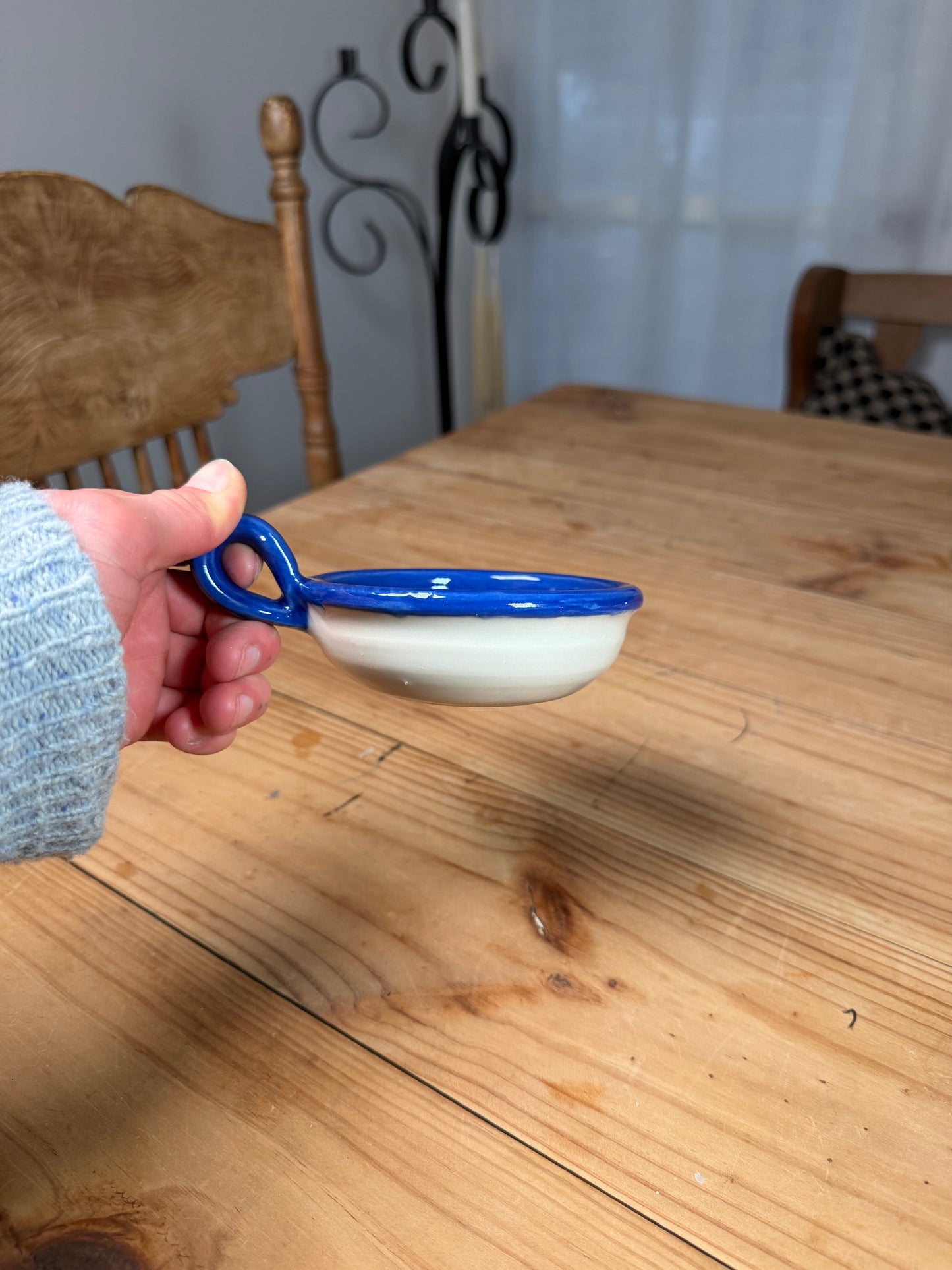 Blue and Cream Candle Holder