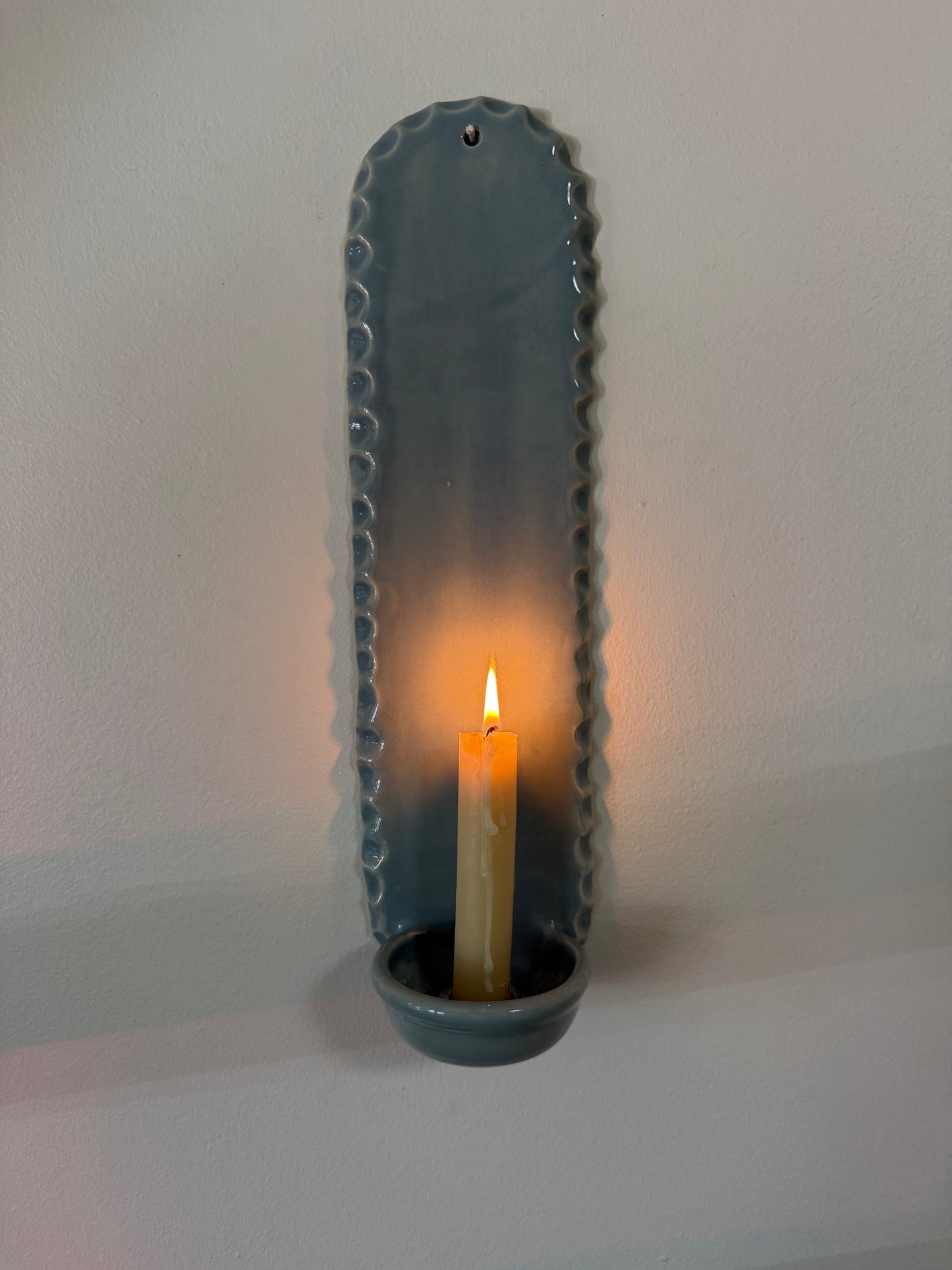 Carved Baby Blue Sconce