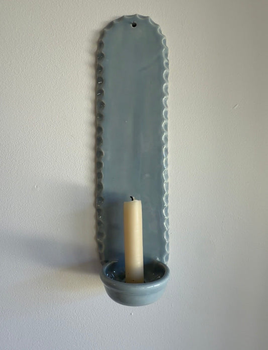 Carved Baby Blue Sconce