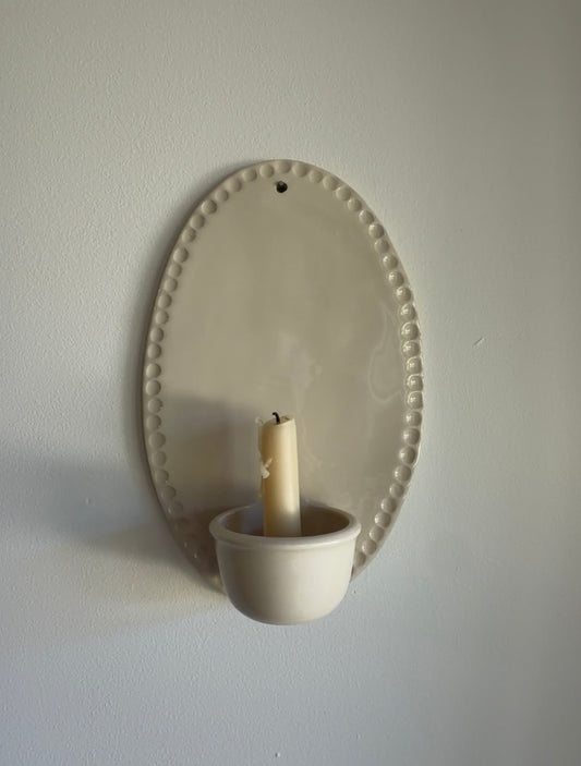 Cream Oval Candle Sconce
