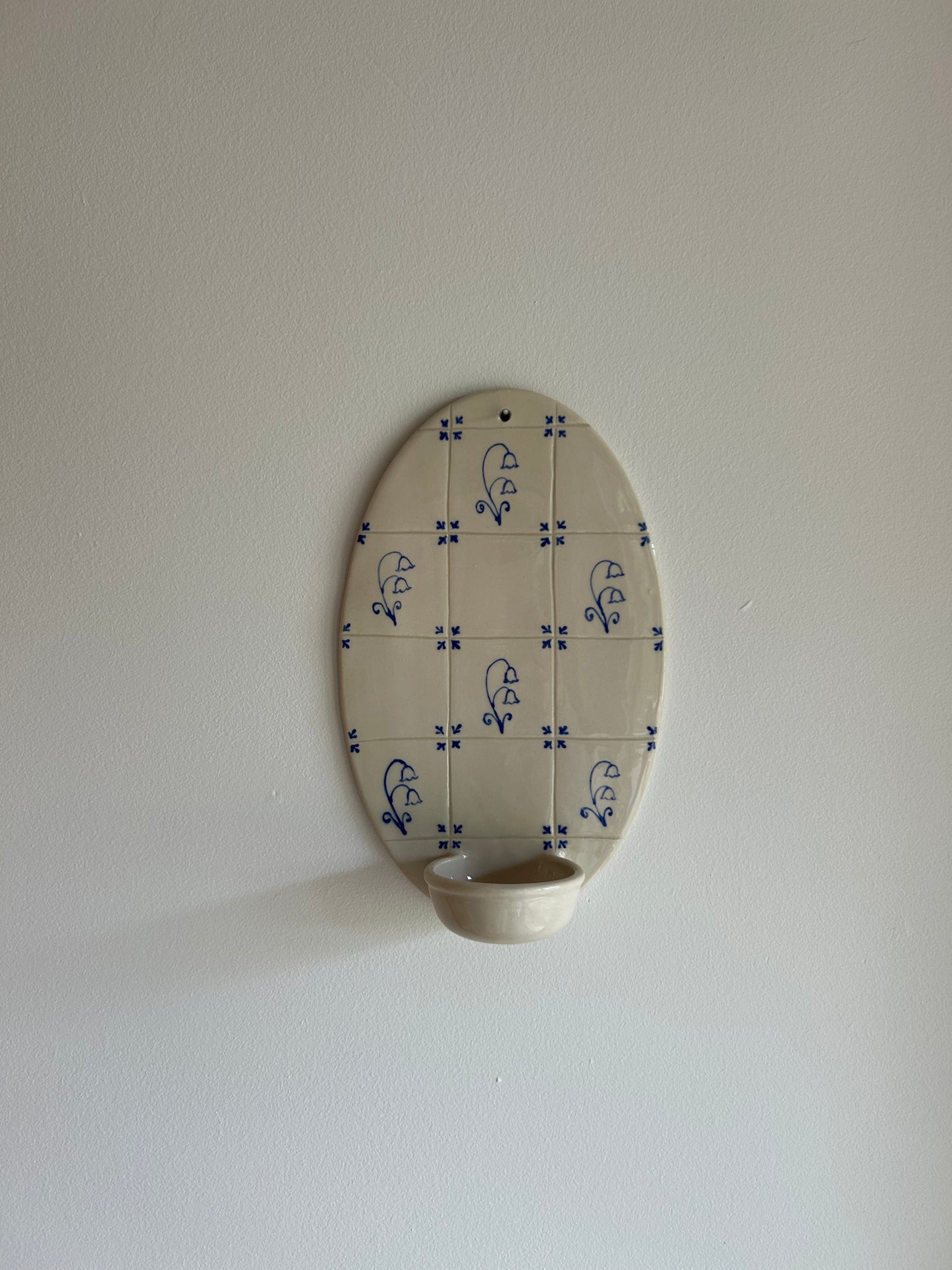Delft Candle Oval Sconce - Bell Flower