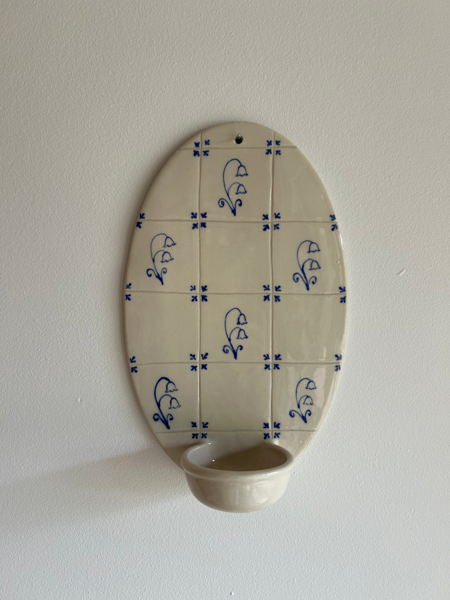 Delft Candle Oval Sconce - Bell Flower