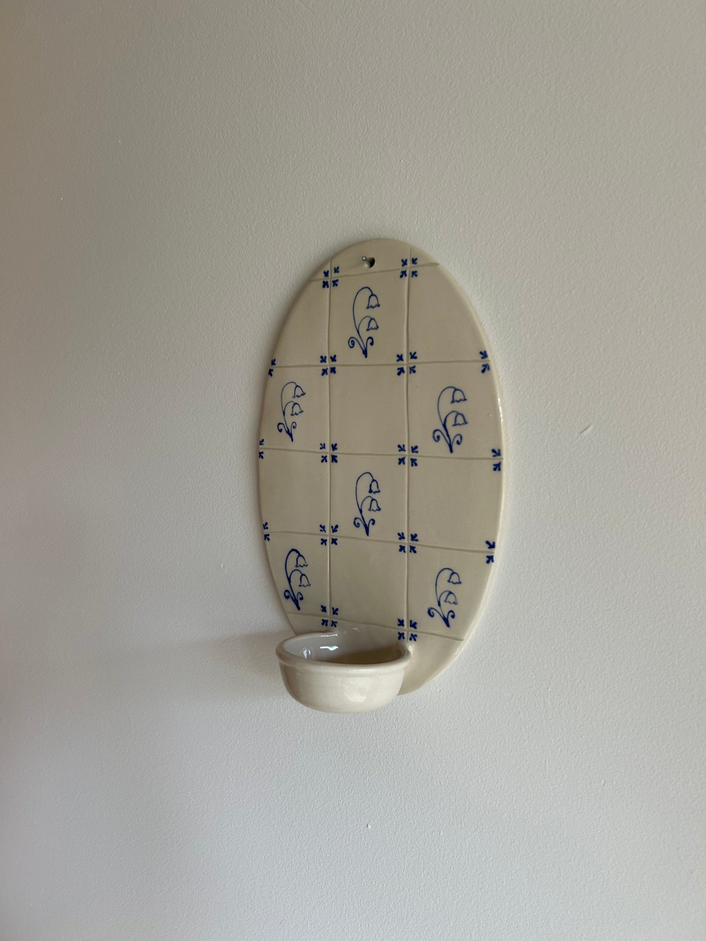 Delft Candle Oval Sconce - Bell Flower