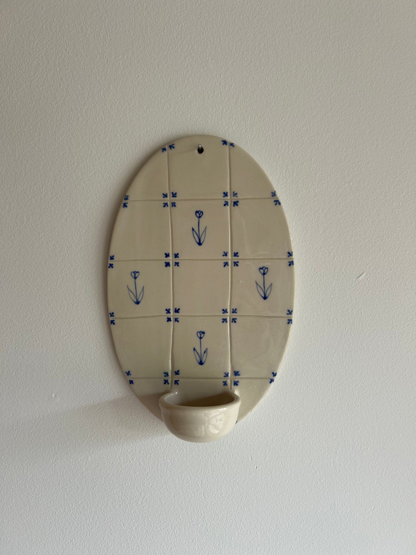 Delft Candle Oval Sconce - Tulip