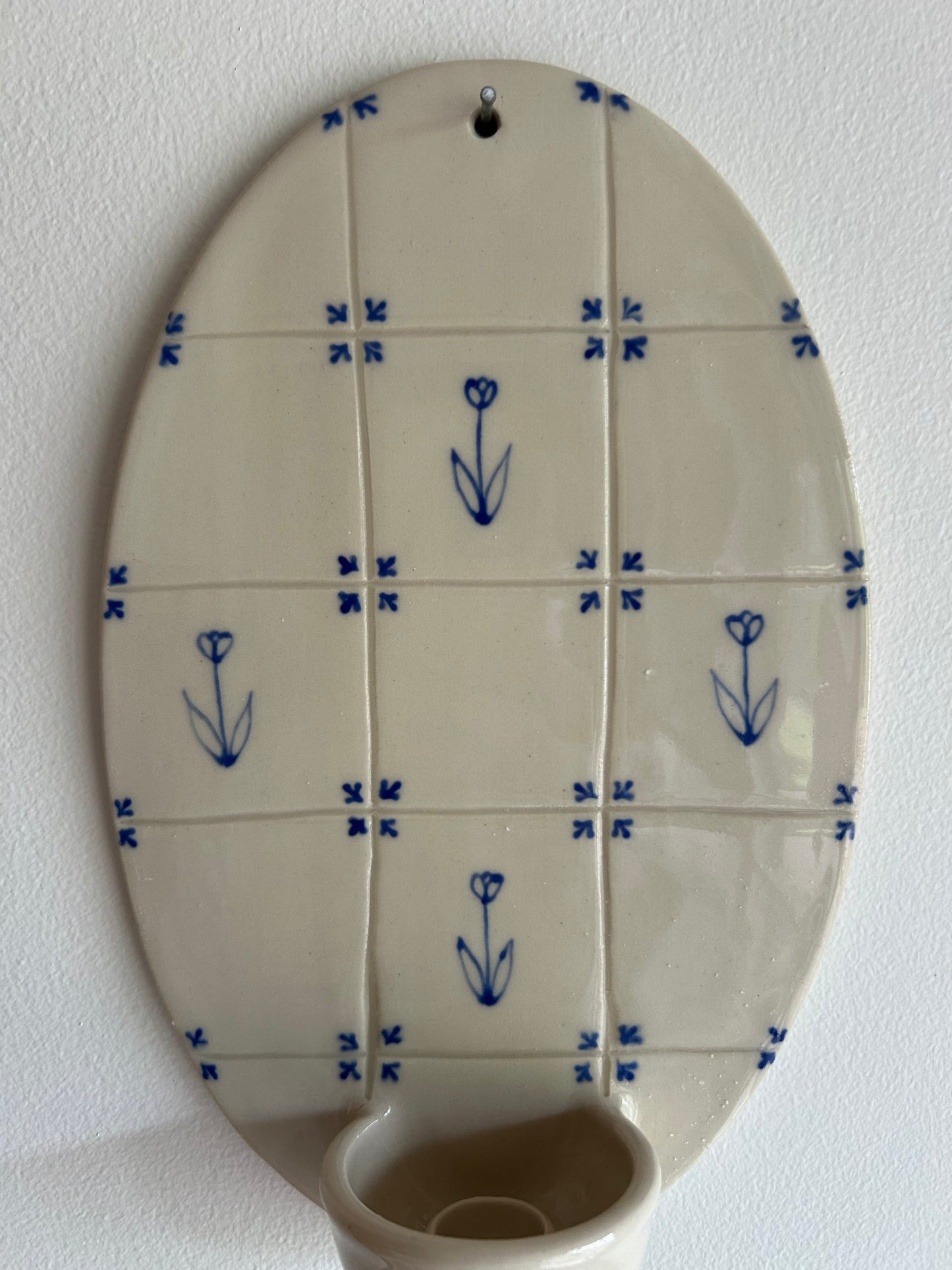 Delft Candle Oval Sconce - Tulip