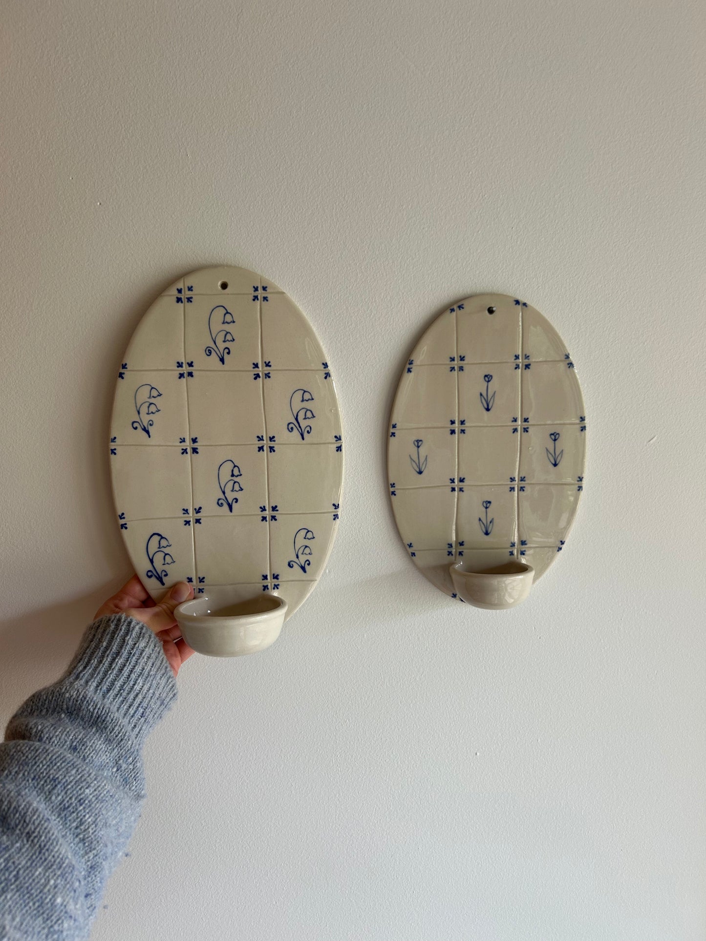 Delft Candle Oval Sconce - Tulip