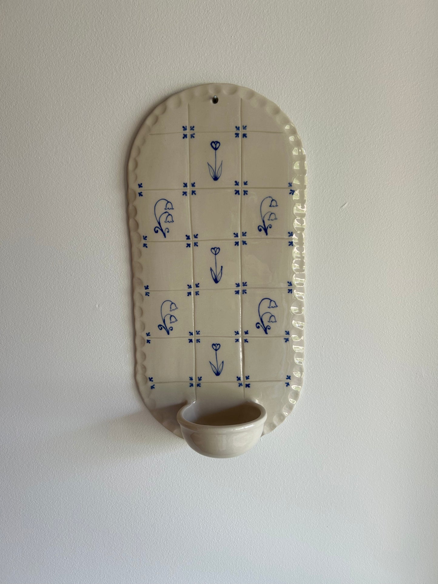 Delft Candle Scalloped Sconce