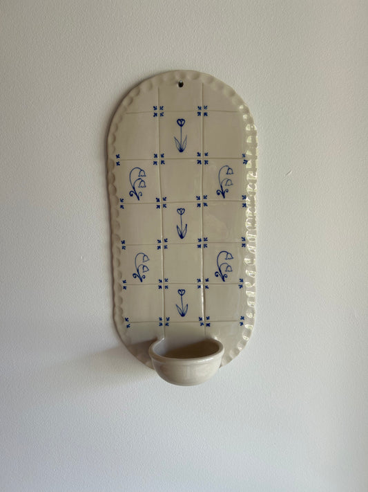 Delft Candle Scalloped Sconce