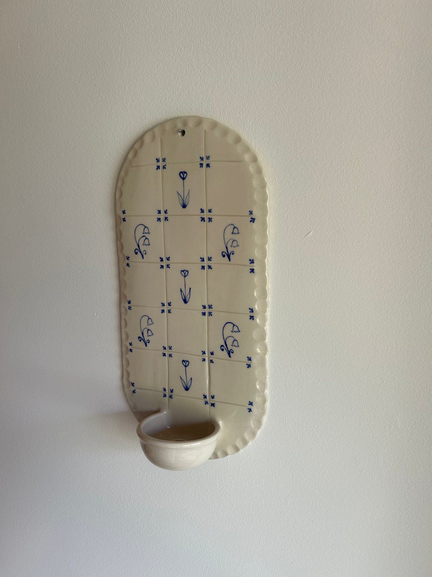 Delft Candle Scalloped Sconce