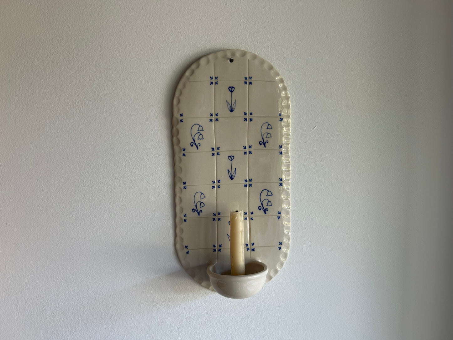 Delft Candle Scalloped Sconce