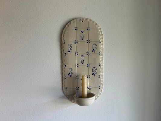 Delft Candle Scalloped Sconce