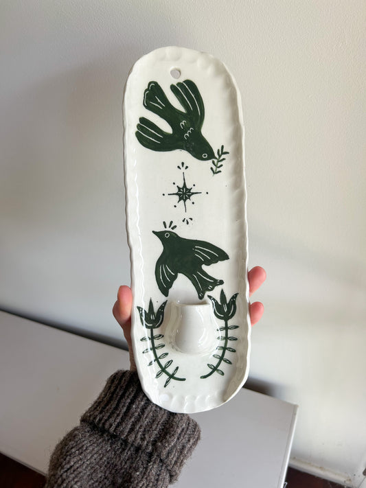 Green Bird Candle Sconce