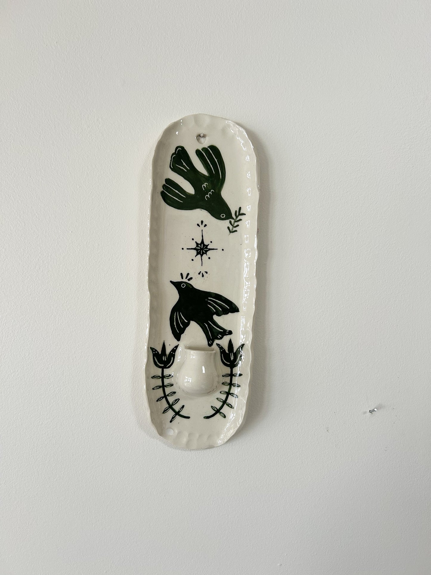 Green Bird Candle Sconce