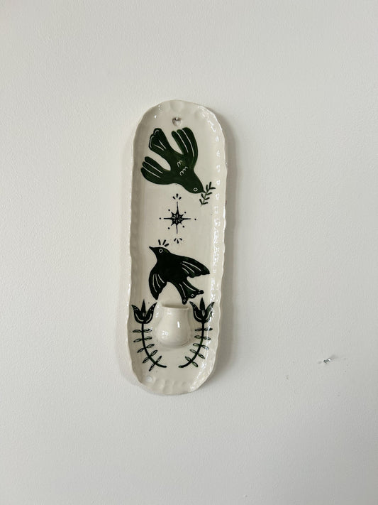 Green Bird Candle Sconce