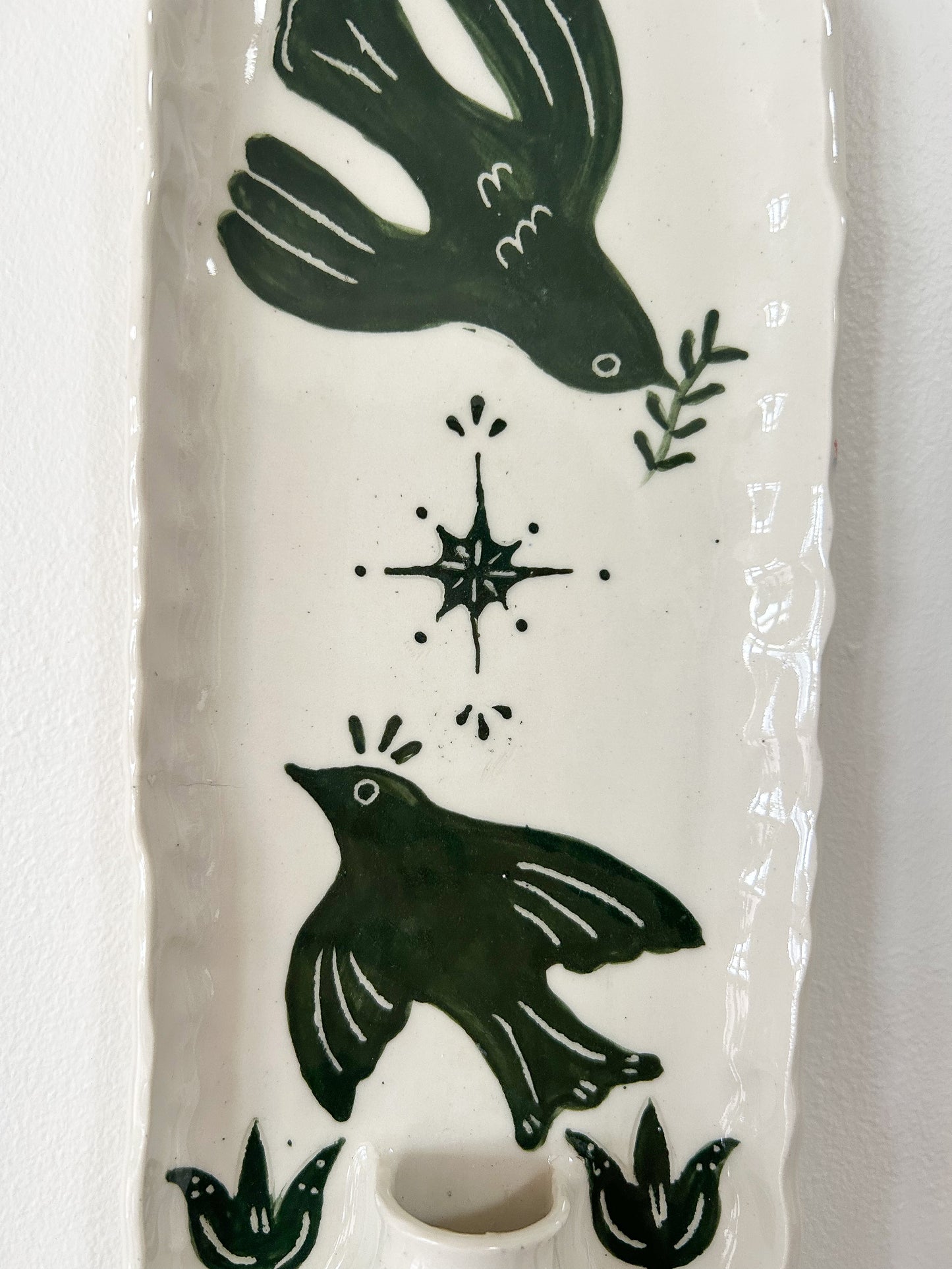 Green Bird Candle Sconce